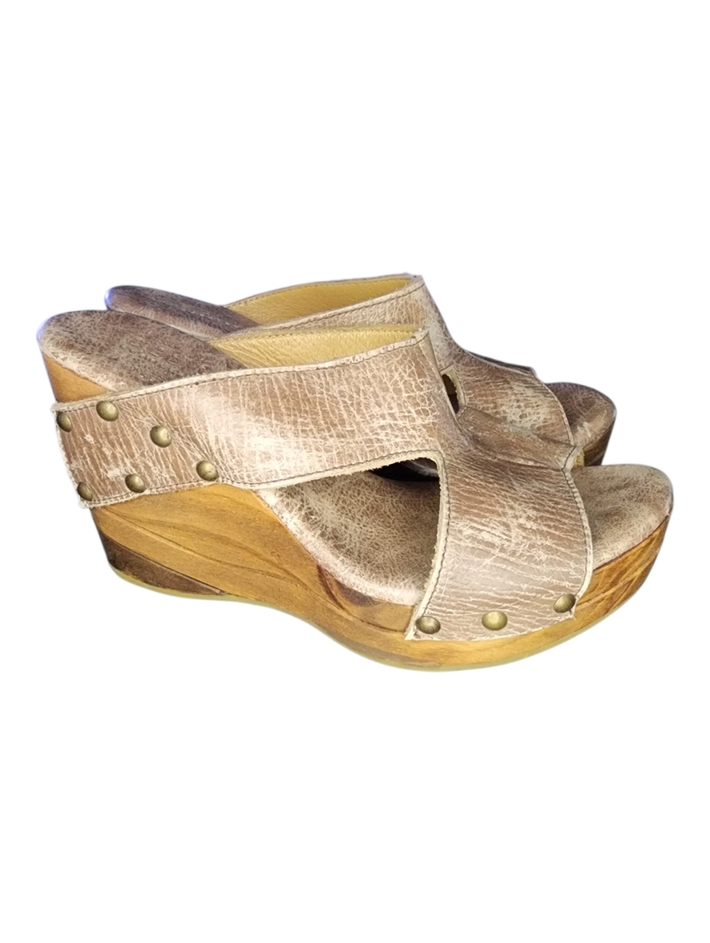 Bed Stu Distressed Leather Wedge Sandals, Womens 6.5